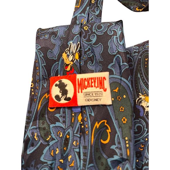 Vintage Disney Mickey Inc Silk Tie Paisley Mickey Donald Goofy Handmade Korea - Picture 1 of 7